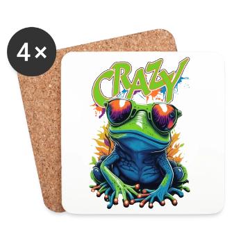Crazy Frosch Pop Art - Untersetzer (4er-Set) - Weiß - Vorne