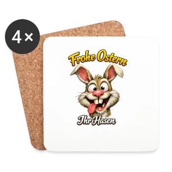Frohe Ostern ihr Hasen lustiger Osterhase - Untersetzer (4er-Set) - Weiß - Vorne