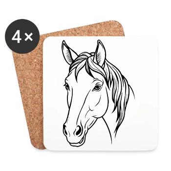 Horse head - Coasters (set of 4) - white - Front