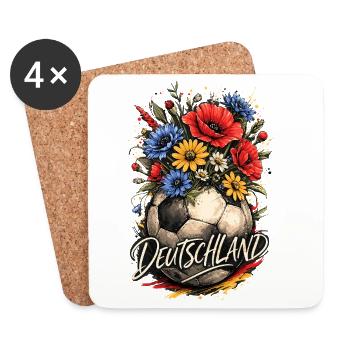 Floral Fußball Ball Deutschland - Untersetzer (4er-Set) - Weiß - Vorne