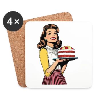 Backen Torte Backkönigin Backfee Bäckerin Pop Art - Untersetzer (4er-Set) - Weiß - Vorne
