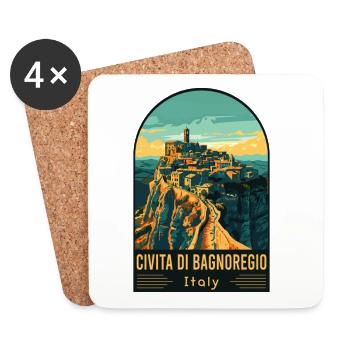 Erleben Sie die Sehenswürdigkeiten der Civita di Bagnoregio in Italien - Untersetzer (4er-Set) - Weiß - Vorne