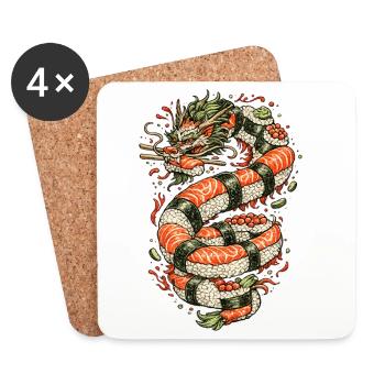 Dragon Sushi Coil - Dessous de verre (lot de 4) - blanc - Devant
