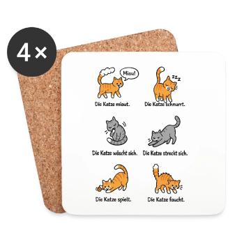 Katzenlaute Verspielte Katzenmotive - Untersetzer (4er-Set) - Weiß - Vorne