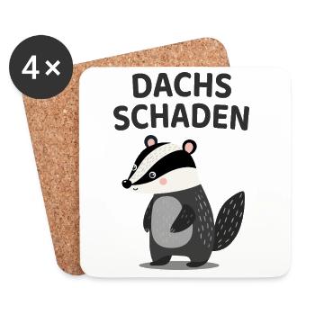 Dachs Schaden Lustiger Dachs Spruch - Untersetzer (4er-Set) - Weiß - Vorne
