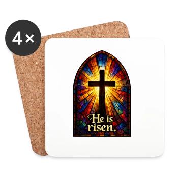 Résurrection Il est Jésus de Pâques ressuscité - Dessous de verre (lot de 4) - blanc - Devant