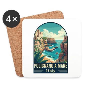 Explore Coastal Splendor Polignano a Mare in Italy - Coasters (set of 4) - white - Front