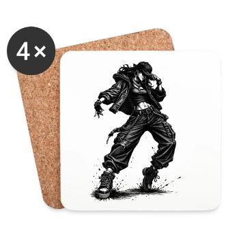 Hip Hop Dancer in Vintage Engraving Style - Coasters (set of 4) - white - Front