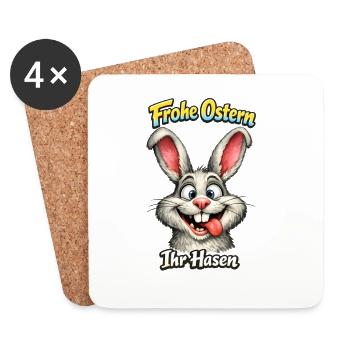 Frohe Ostern ihr Hasen lustiger Osterhase - Untersetzer (4er-Set) - Weiß - Vorne