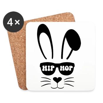 Hip Hop Bunny - Dessous de verre (lot de 4) - blanc - Devant