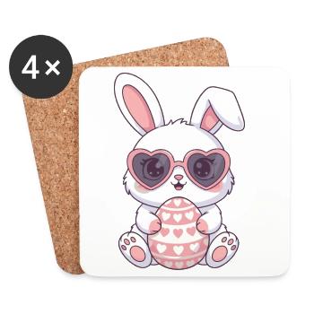 Herzhasen Osterei Charm - Untersetzer (4er-Set) - Weiß - Vorne