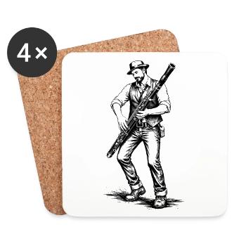 Bassoniste dans le style vintage - Dessous de verre (lot de 4) - blanc - Devant