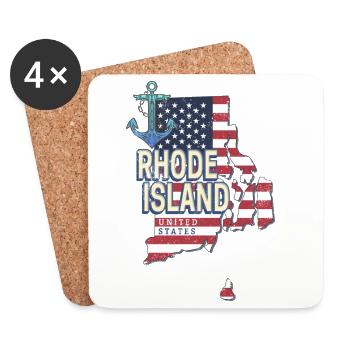 Rhode Island United States Retro Wall Map - Coasters (set of 4) - white - Front