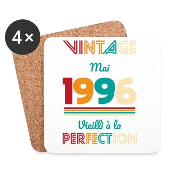 Anniversaire 30 ans - Vintage - Mai 1996 - Dessous de verre (lot de 4) - blanc - Devant