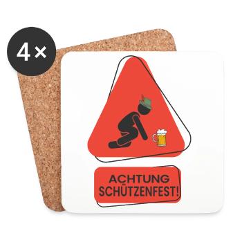 Achtung Schützenfest Lustiges Warnschild Design - Untersetzer (4er-Set) - Weiß - Vorne