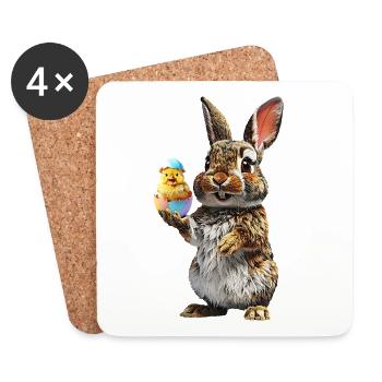 Hase - Untersetzer (4er-Set) - Weiß - Vorne