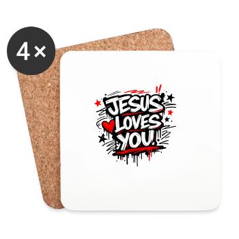 Jesus Loves You - Untersetzer (4er-Set) - Weiß - Vorne