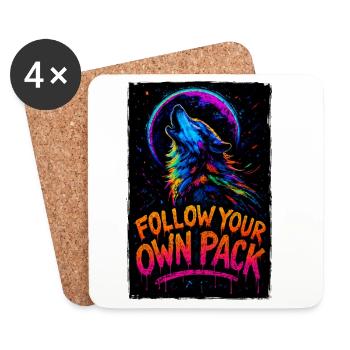 Alpha Wolf Multicolor-Design Folgen Sie Ihrem eigenen Rudel - Untersetzer (4er-Set) - Weiß - Vorne