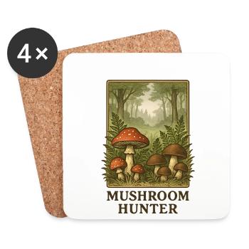 Mushroom Hunter Forest Motif Vintage - Coasters (set of 4) - white - Front