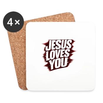 Jesus loves You - Coasters (set of 4) - white - Front