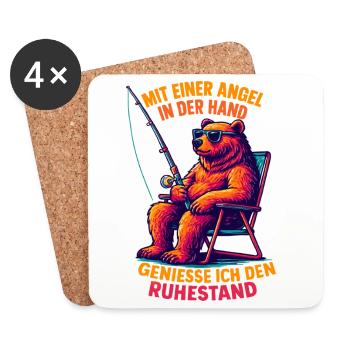 Angler Ruhestand: Cooler Bär mit Sonnenbrille - Untersetzer (4er-Set) - Weiß - Vorne