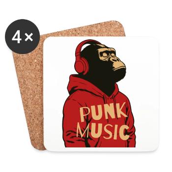 Gorilla Punk Music Hoodie Tee - Coasters (set of 4) - white - Front