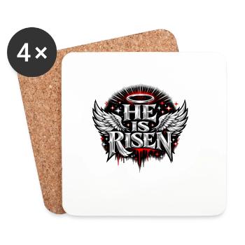 He is risen mit Engelsflügeln - Untersetzer (4er-Set) - Weiß - Vorne