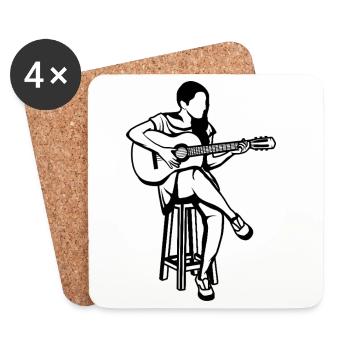 Guitar Girl - Coasters (set of 4) - white - Front