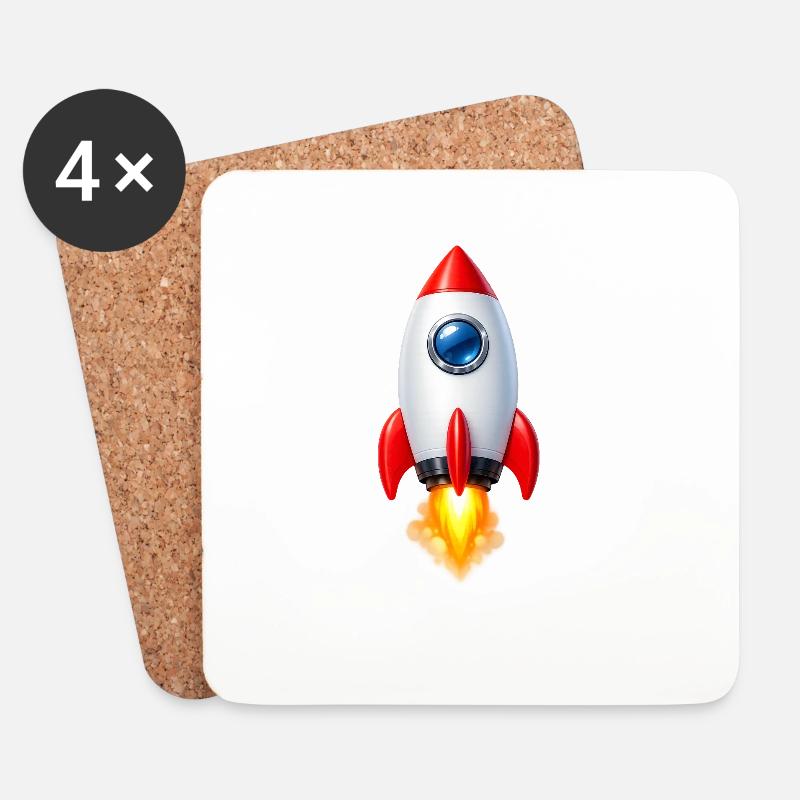 Cheerful Rocket Retro Design - Coasters (set of 4) - white