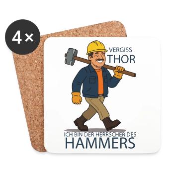 Hammerherrscher: Bauarbeiter Humor - Untersetzer (4er-Set) - Weiß - Vorne