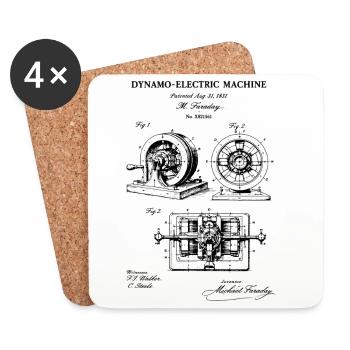 Plan de brevet pour machine électrique - Dessous de verre (lot de 4) - blanc - Devant