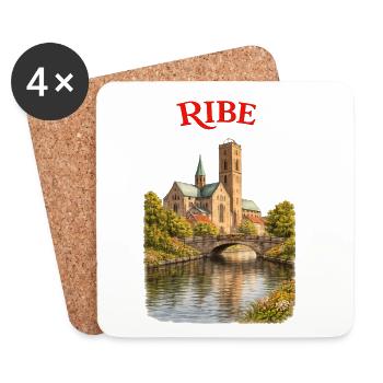 Ribe, la plus ancienne ville du Danemark, souvenir souvenir - Dessous de verre (lot de 4) - blanc - Devant