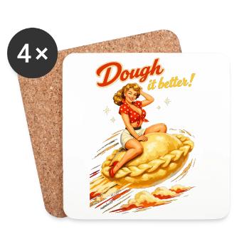Pelmeni Pin-Up: Dough it better! Retro Graphics - Coasters (set of 4) - white - Front