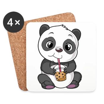Panda Bubble Tea - Untersetzer (4er-Set) - Weiß - Vorne