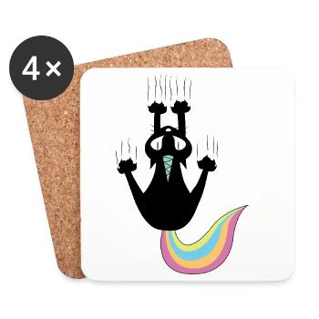 Unicorn Cat Rainbow Minimal Art - Untersetzer (4er-Set) - Weiß - Vorne