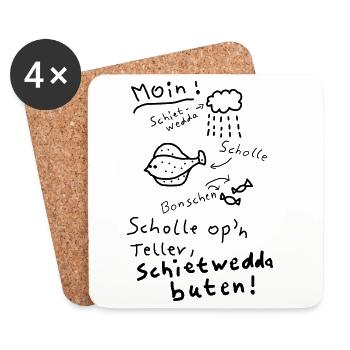 Typisch Norddeutsch Nordisch Platt Moin  - Untersetzer (4er-Set) - Weiß - Vorne