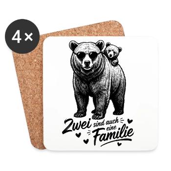 Bären Papa Kind Baby - Zwei sind auch eine Familie - Untersetzer (4er-Set) - Weiß - Vorne