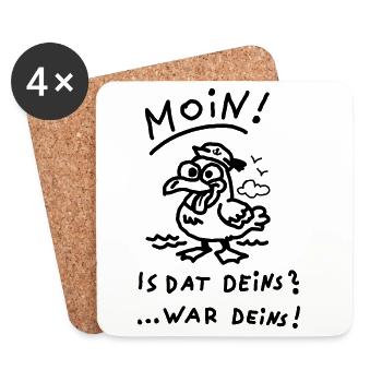 Moin Möwe War Deins Lustiger Spruch  - Untersetzer (4er-Set) - Weiß - Vorne
