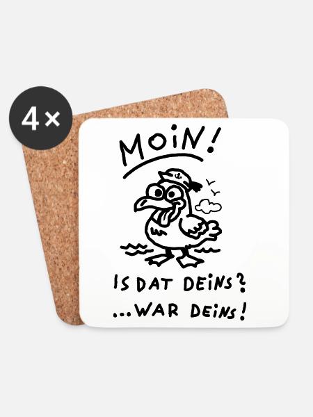 Moin Möwe War Deins Lustiger Spruch  - Untersetzer (4er-Set) - Weiß