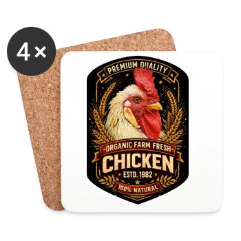 Rooster the Most Beautiful Farm Chickens - Coasters (set of 4) - white - Front