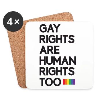 Mois de la Fierté LGBT - Les droits des homosexuels sont aussi des droits humains - Dessous de verre (lot de 4) - blanc - Devant