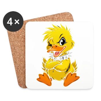 Cute and bold duck - Coasters (set of 4) - white - Front