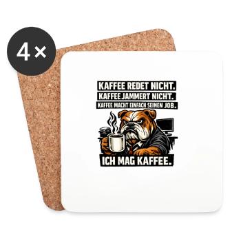 Kaffee redet nicht lustiger Kaffee Spruch Hund - Untersetzer (4er-Set) - Weiß - Vorne