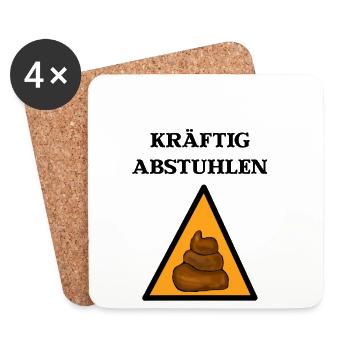 Achtung Kacke Abstuhlen klo wc bad lustige deko - Untersetzer (4er-Set) - Weiß - Vorne