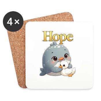 Hope cuddles: Whale and chick - Coasters (set of 4) - white - Front