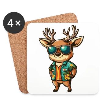Vacances de bandes dessinées sur les cerfs - Dessous de verre (lot de 4) - blanc - Devant