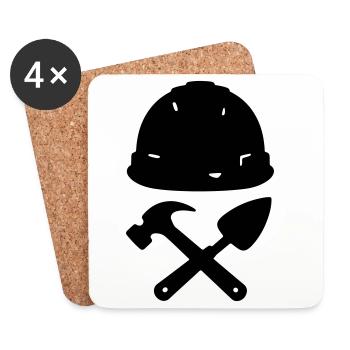 T-Shirt-Konstruktion – Builder Tools Helm - Untersetzer (4er-Set) - Weiß - Vorne