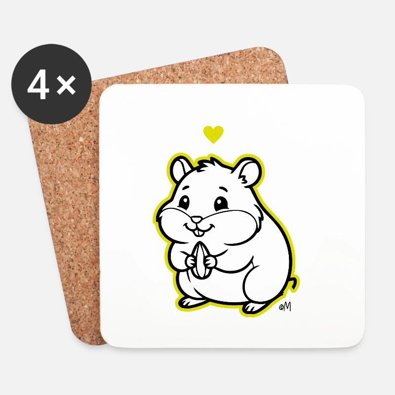 Arnold_the_Hamster - Dessous de verre (lot de 4) - blanc