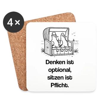 Ultra dämliche Möwen Strandkorb Meme  - Untersetzer (4er-Set) - Weiß - Vorne