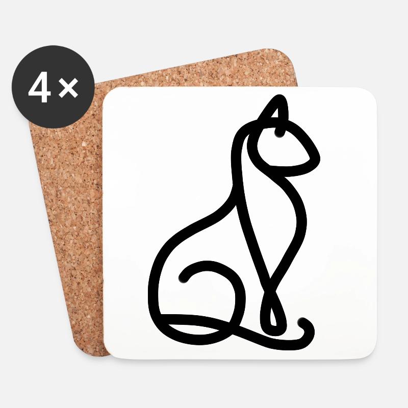 Minimalistische Katze - Untersetzer (4er-Set) - Weiß